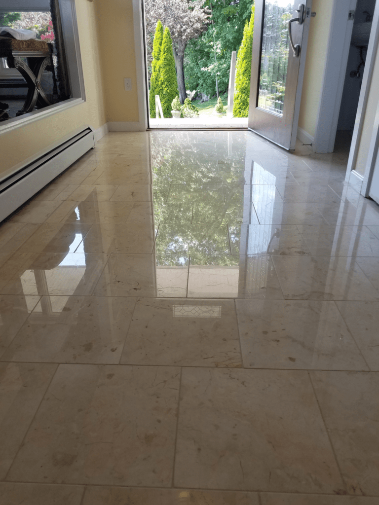 Polished marble floor